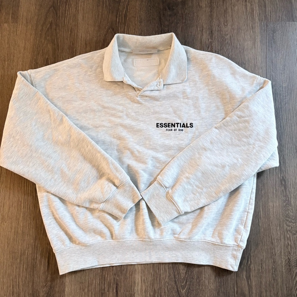 Fear of God Essentials Polo Long Sleeve Light Grey Small GUC FOG Streetwear